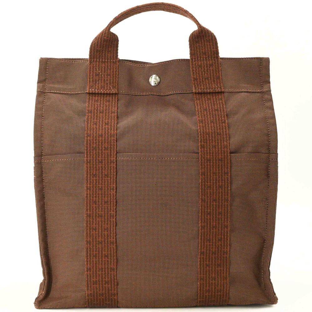 HERMES Hermes Herline Ad MM Nylon Canvas Tote Backpack for Men and Women, Brown